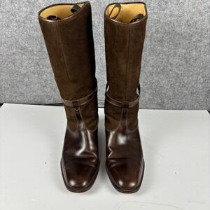 Botticelli Leather Tall Riding Boots Mens 8 Brown Italian Mixed Media Equestrian